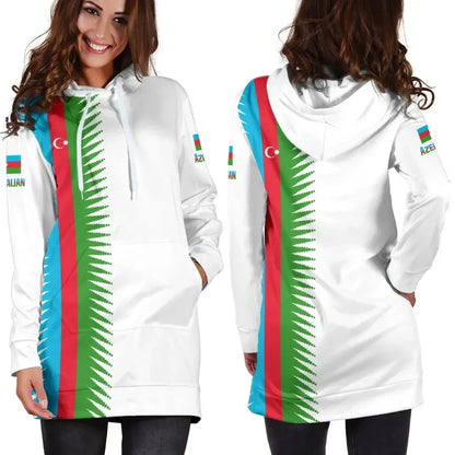 Azerbaijan Hoodie Dress United Flag White