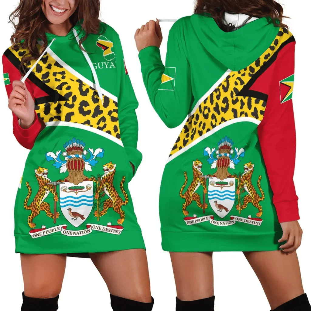 Guyana Hoodie Dress Flag Map CoA Limited