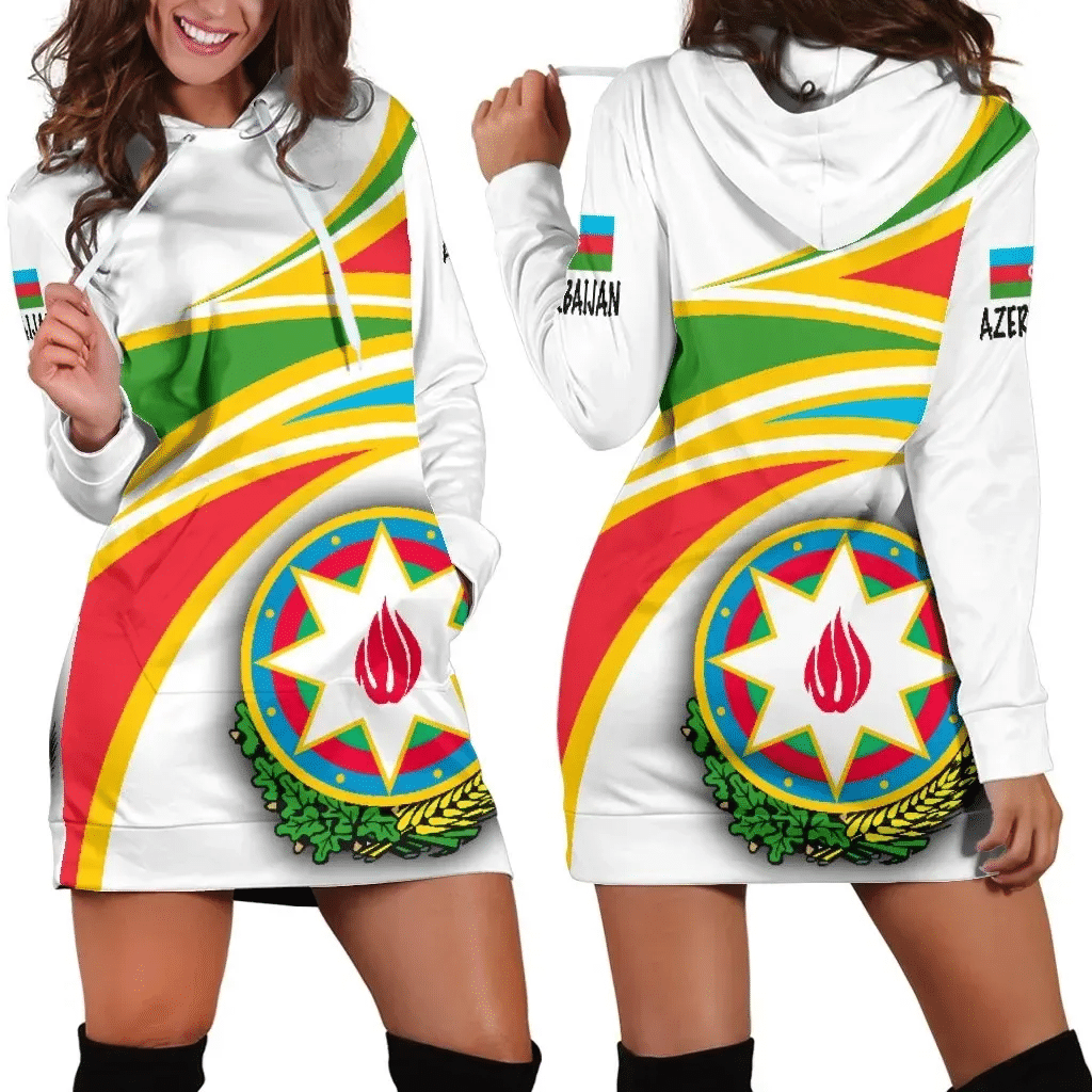 Azerbaijan White N Flag Hoodie Dress