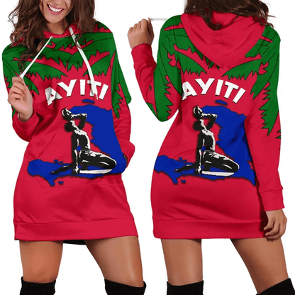 Coat of Arms Haiti Hoodie Dress Le Marron Inconnu K4