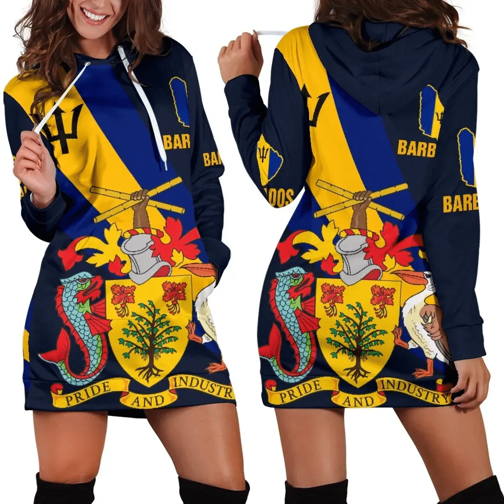 Barbados Special Flag Women's Hoodie Dress