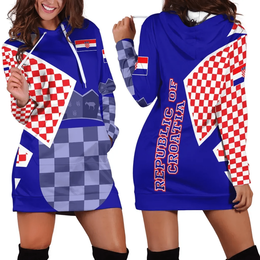 Republic Of Croatia Hoodie Dress Strong Square