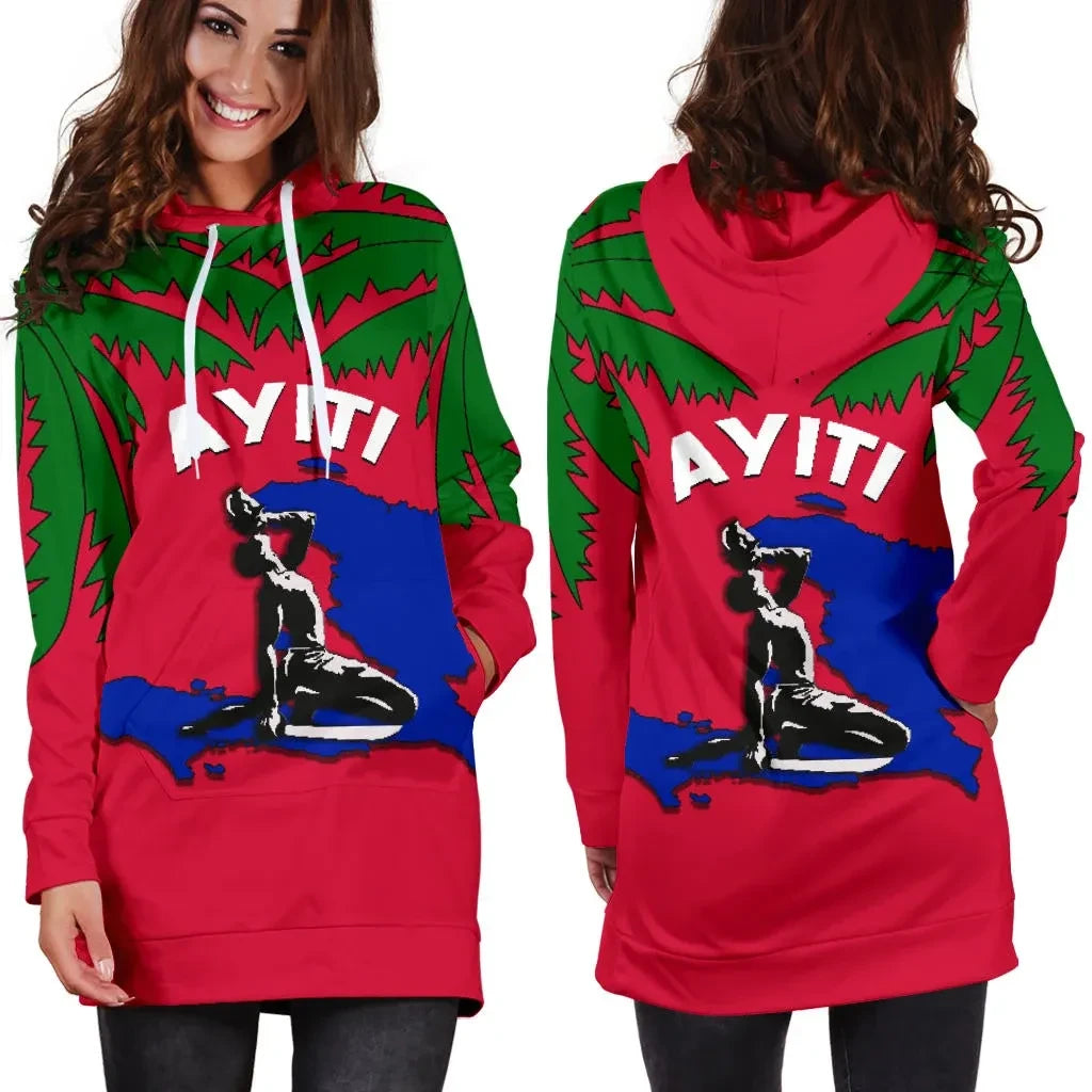 Coat of Arms Haiti Hoodie Dress Le Marron Inconnu K4