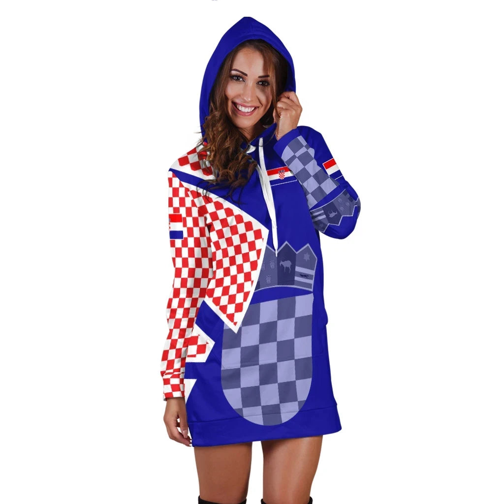 Republic Of Croatia Hoodie Dress Strong Square