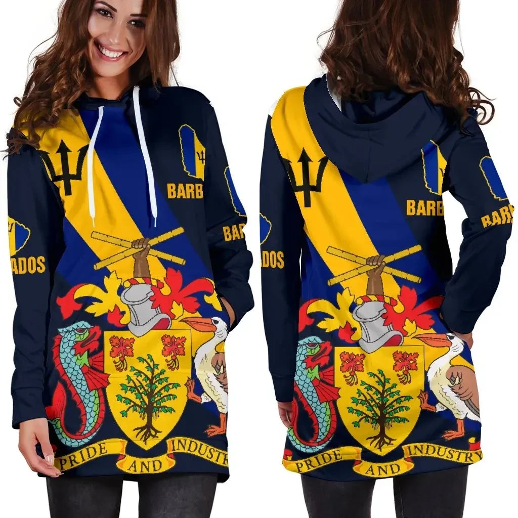 Barbados Special Flag Women's Hoodie Dress