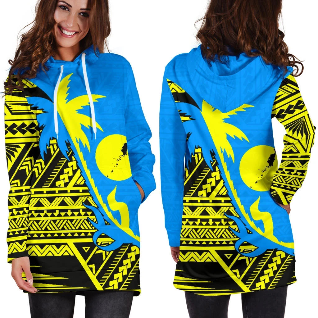 Palau Coconut Tree Hoodie Dress K4