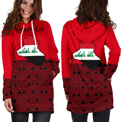 Iraq Hoodie Dress Women Map A5