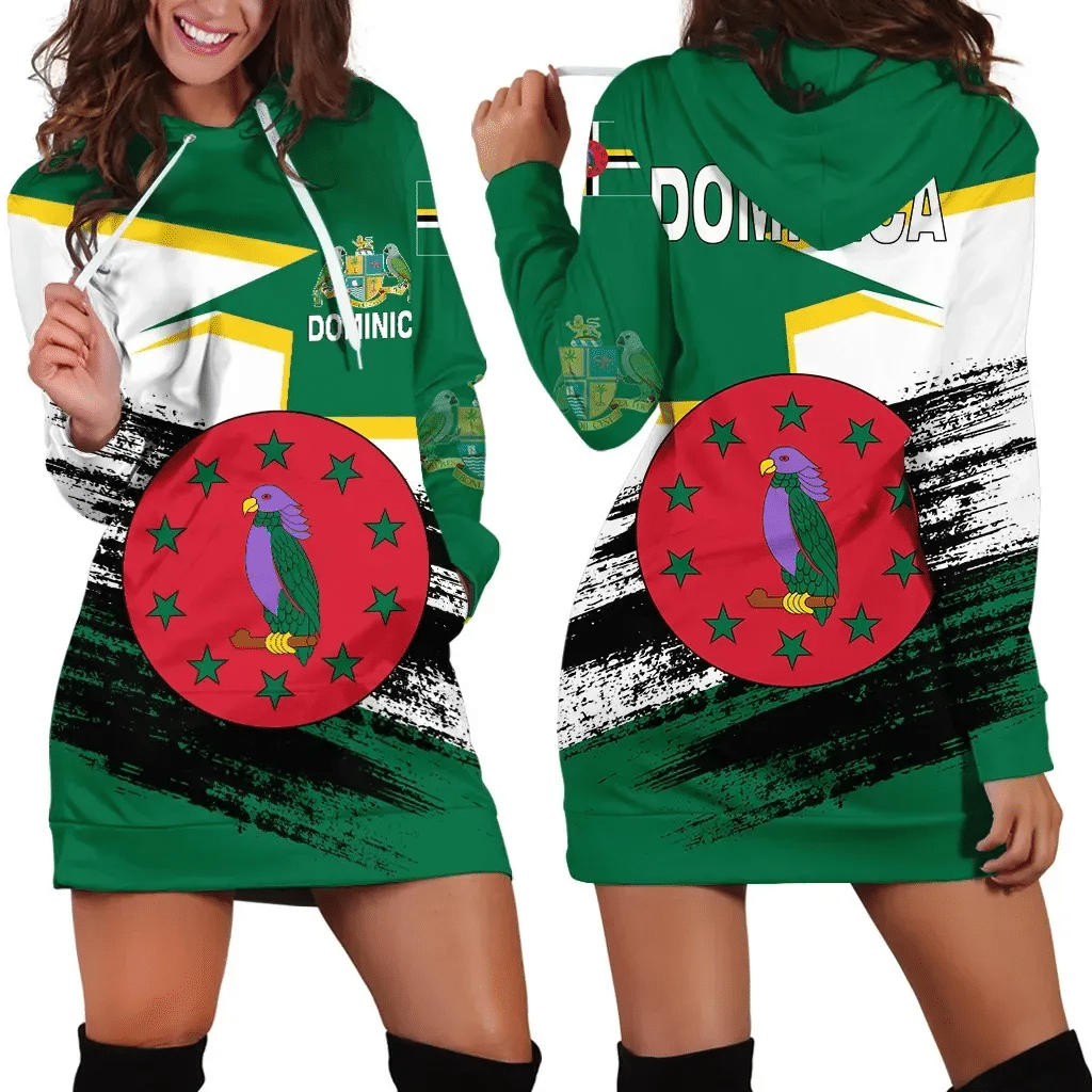 Dominica Flag And Coat Of Arms Women's Hoodie Dress