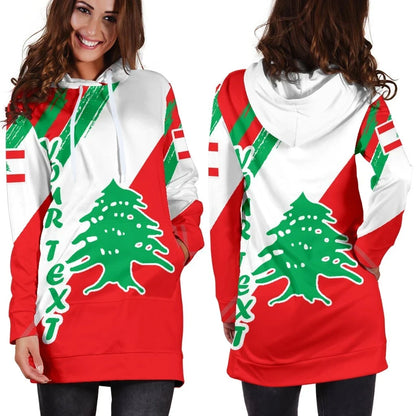 Lebanon Personalised Women's Hoodie Dress Lebanon Flag Polygon Style BN1524