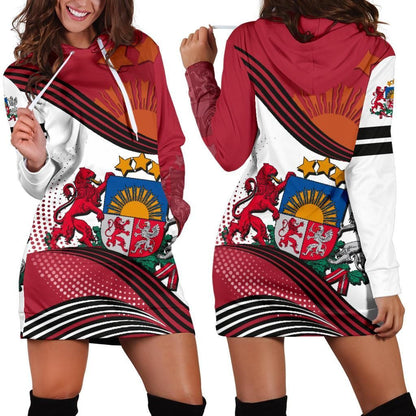 Latvia Hoodie Dress Fall In The Wave K7