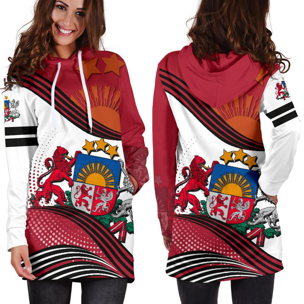 Latvia Hoodie Dress Fall In The Wave K7