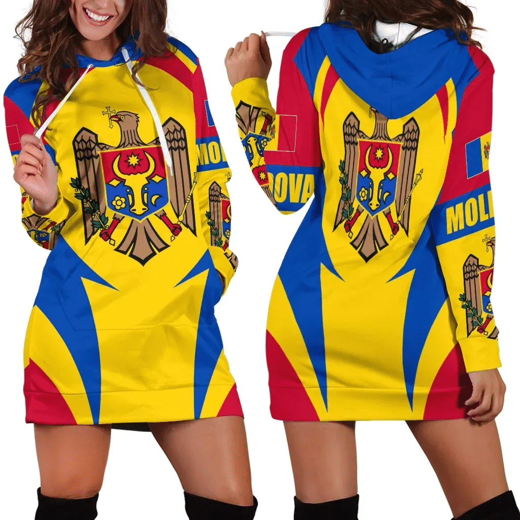Moldova Hoodie Dress Action Flag