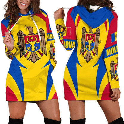 Moldova Hoodie Dress Action Flag