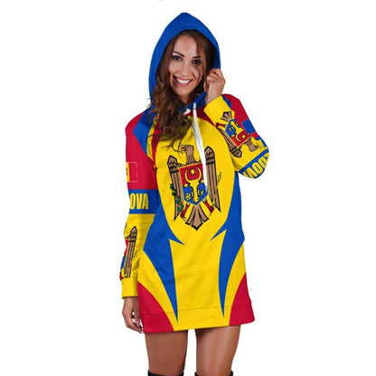 Moldova Hoodie Dress Action Flag