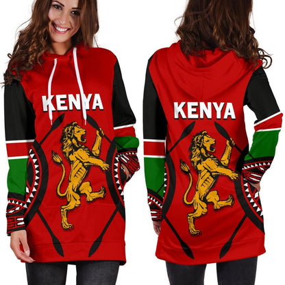Kenya Lion Hoodie Dress Maasai Shield K4