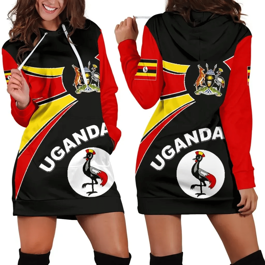 Uganda Hoodie Dress, Uganda Round Coat Of Arms