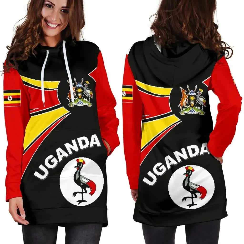Uganda Hoodie Dress, Uganda Round Coat Of Arms