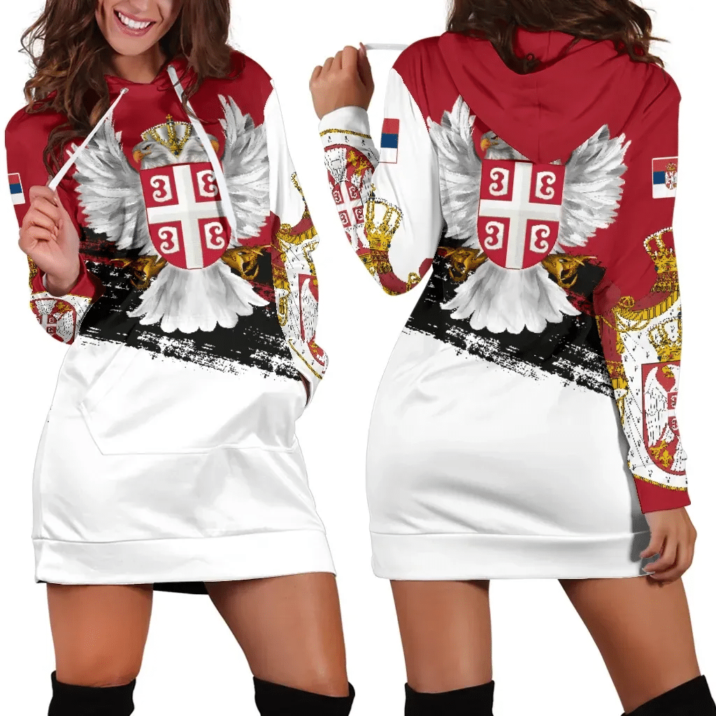 Serbia Hoodie Dress Serbian White Eagle