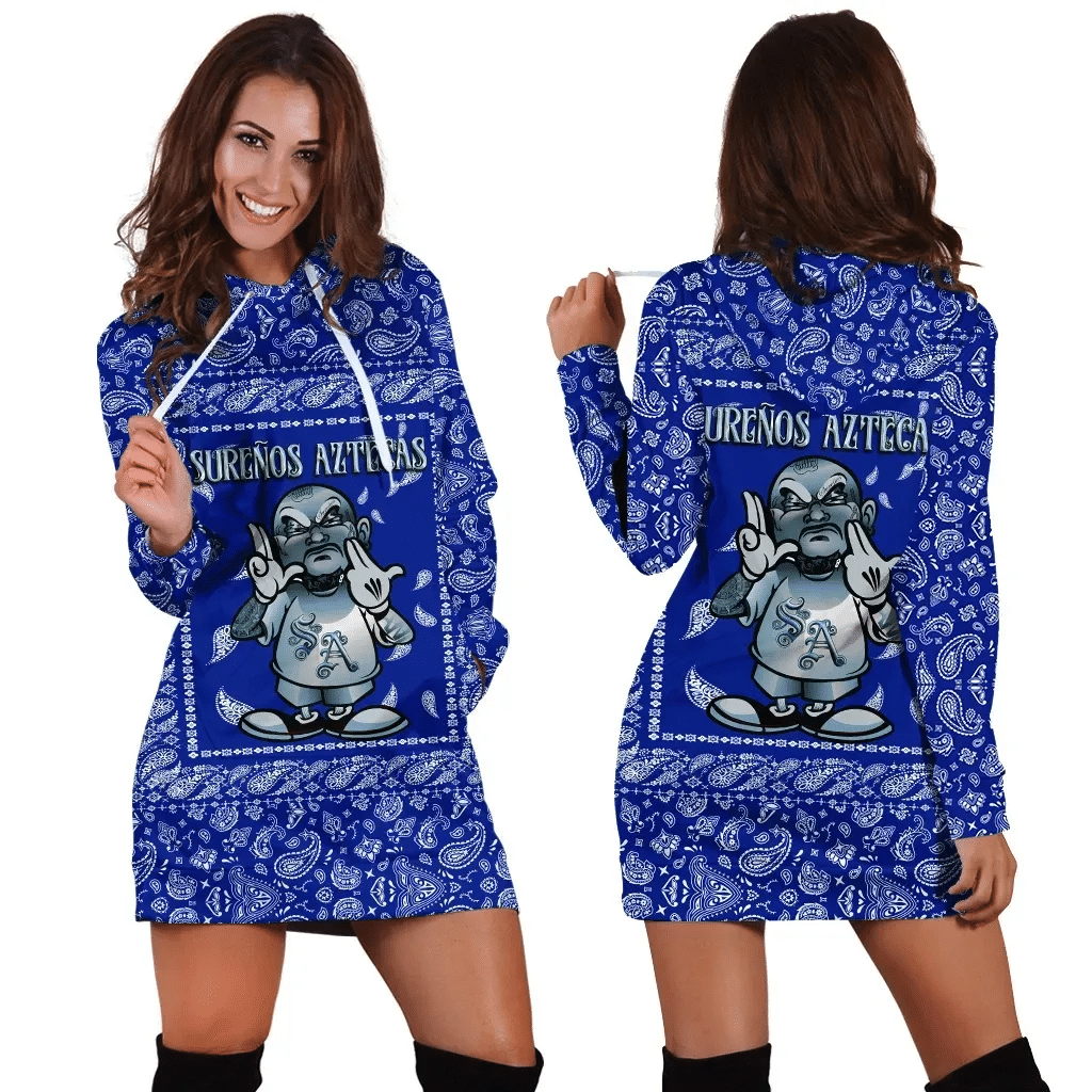 Sure‚àö¬±os Aztecas Hoodie Dress Blue Bandana