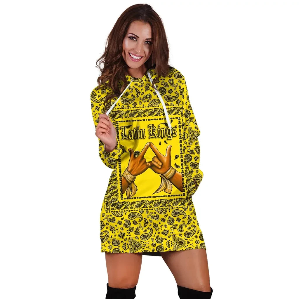 Latin Kings Hoodie Dress Yellow Bandana