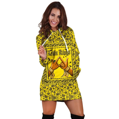 Latin Kings Hoodie Dress Yellow Bandana