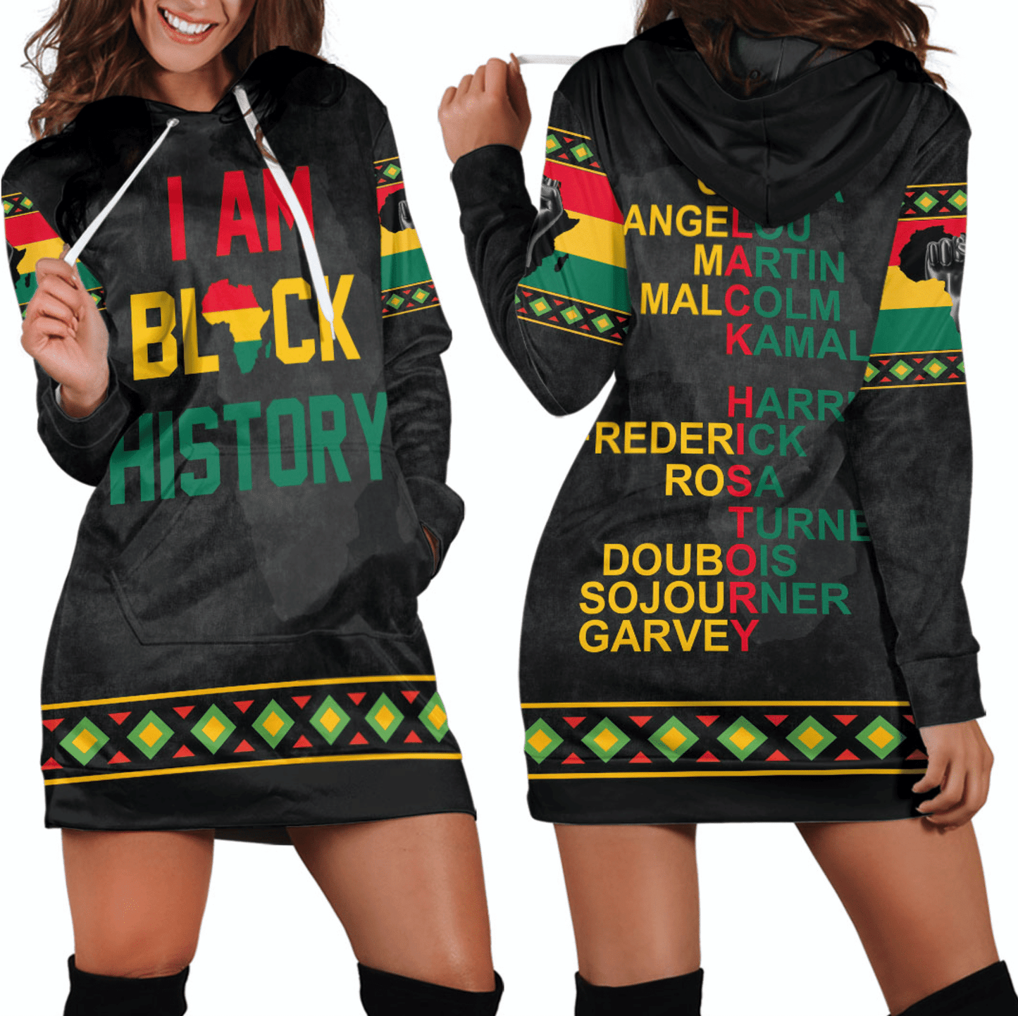 Lovetheworld Dress Black History Hoodie Dress