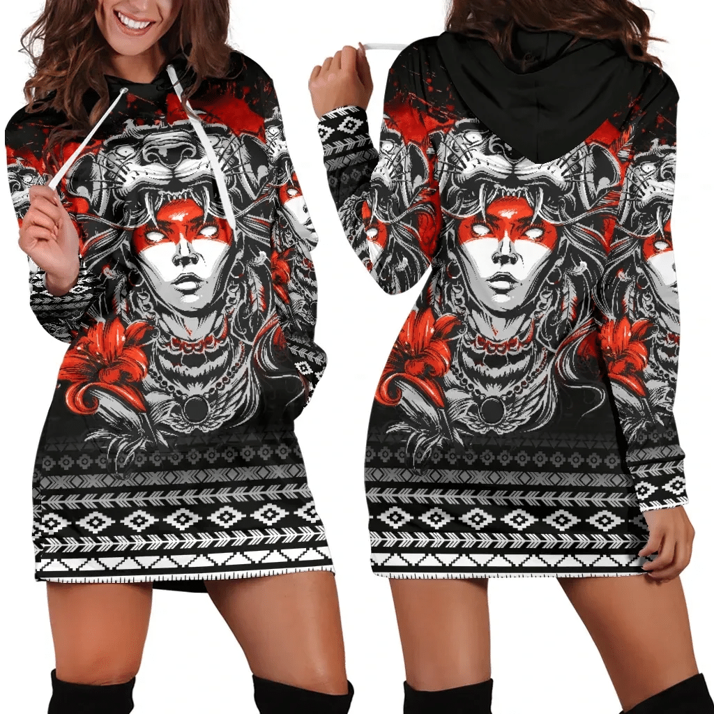 Aztec Hoodie Dress Jaguar Warrior Special