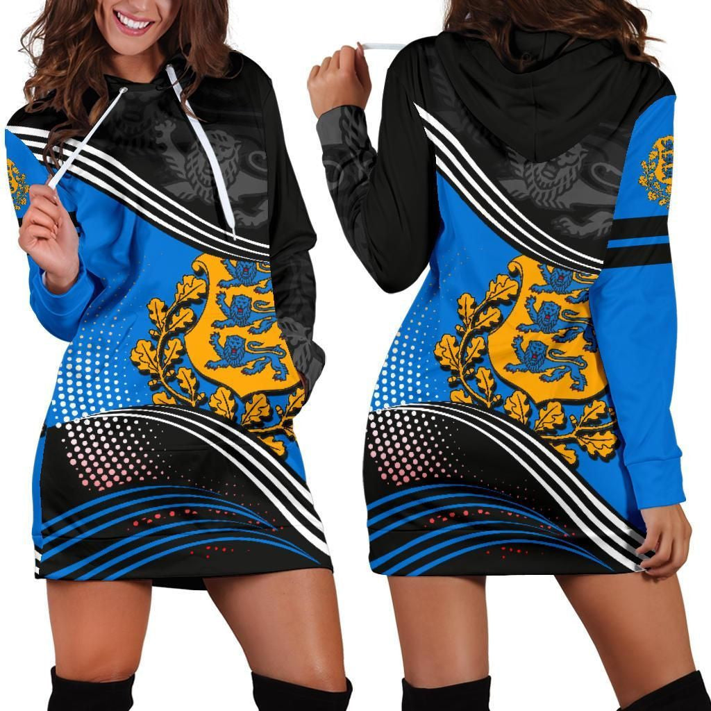 Estonia Hoodie Dress Fall In The Wave K7