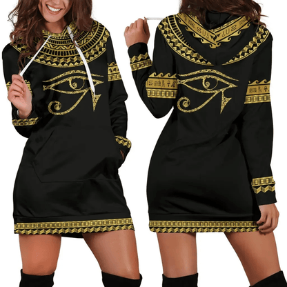 African Women's Hoodie Dress Africa Horus Egypt B