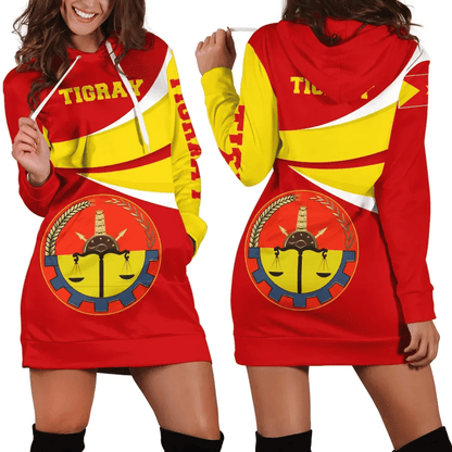 Tigray Hoodie Dress, Tigray Flag Official Seal Red