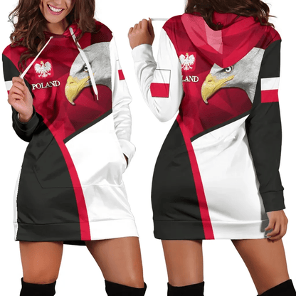 Poland Women Hoodie Dress White Eagle Version