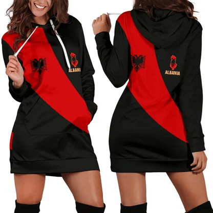 Albania Women's Hoodie Dress Special Flag