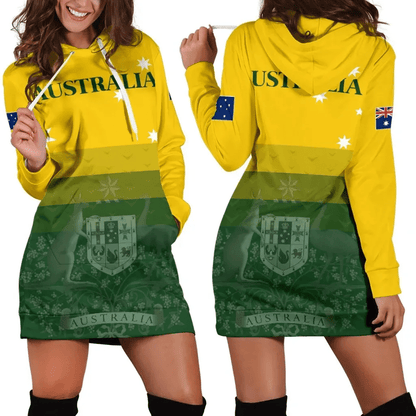 Australia Hoodie Dress Coat Of Arms Radiant Color Women's