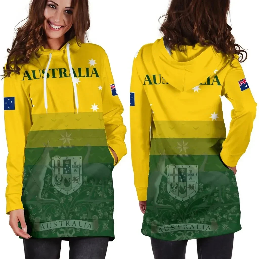 Australia Hoodie Dress Coat Of Arms Radiant Color Women's
