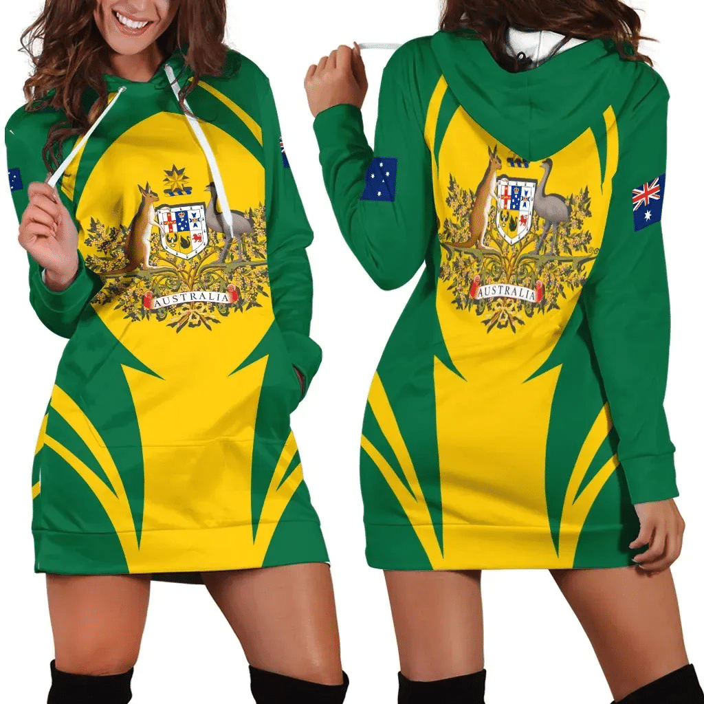 Australia Hoodie Dress Action Flag Green