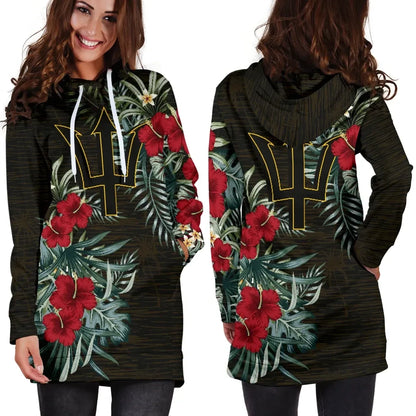 Barbados Hibiscus Hoodie Dress