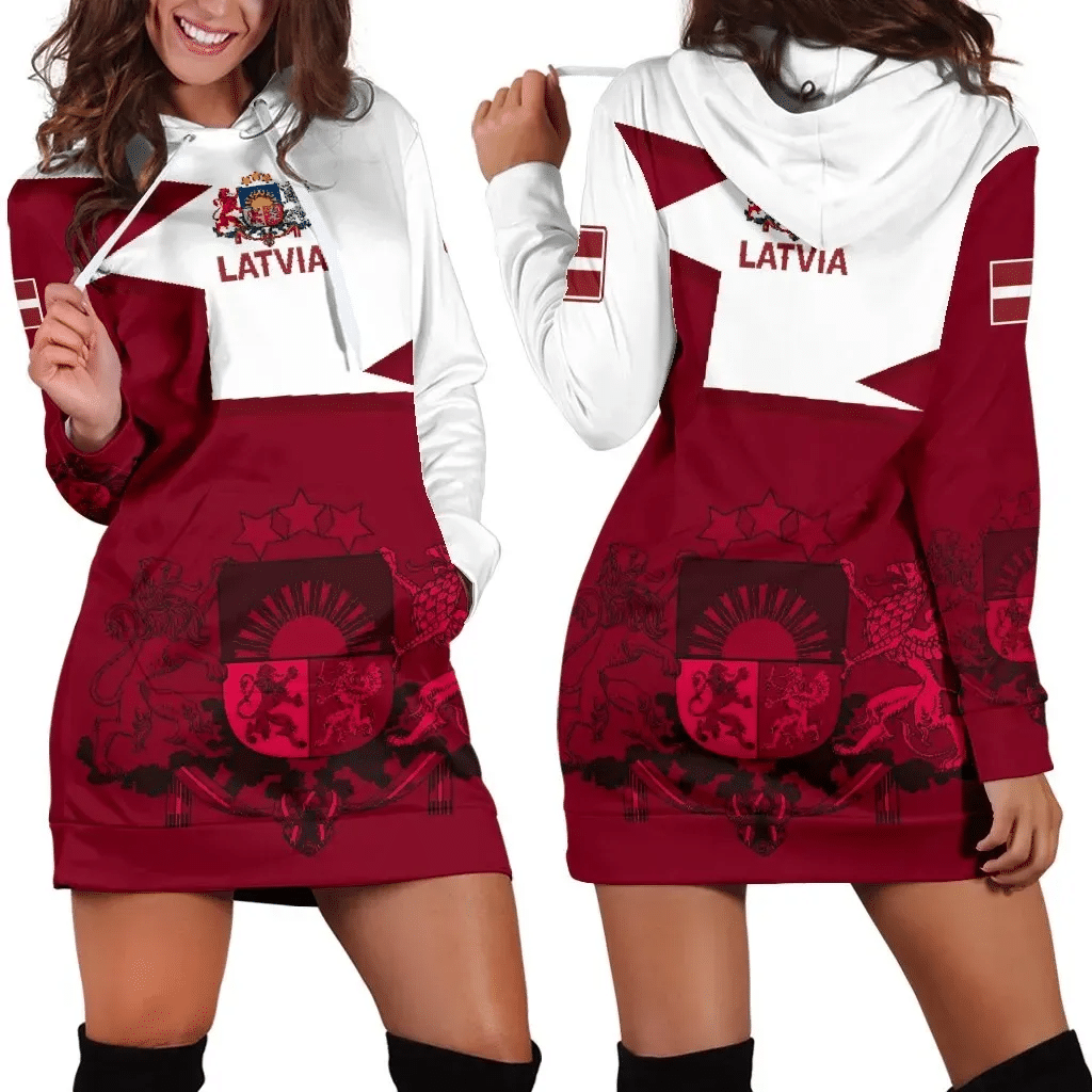 Latvia Hoodie Dress HOME