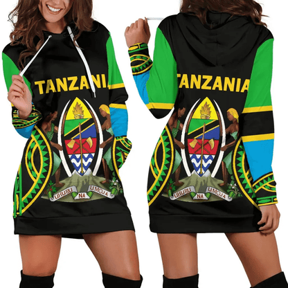 Tanzania Hoodie Dress Maasai Shield K4