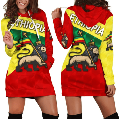Ethiopia Women Hoodie Dress Sporty Style K8