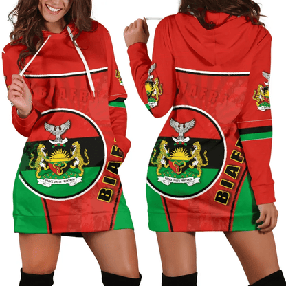 Biafra Women Hoodie Dress Circle Stripes Flag Proud Version