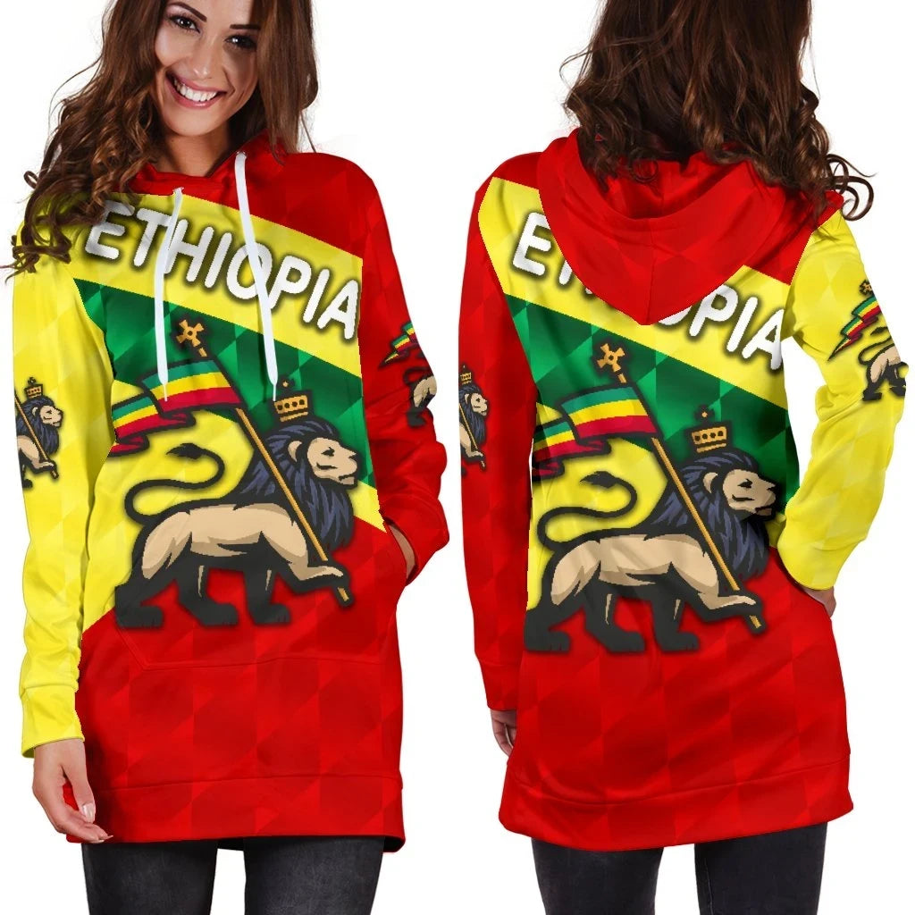Ethiopia Women Hoodie Dress Sporty Style K8