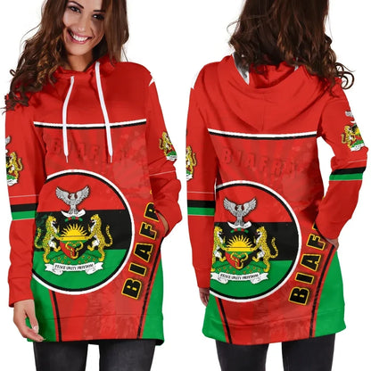 Biafra Women Hoodie Dress Circle Stripes Flag Proud Version