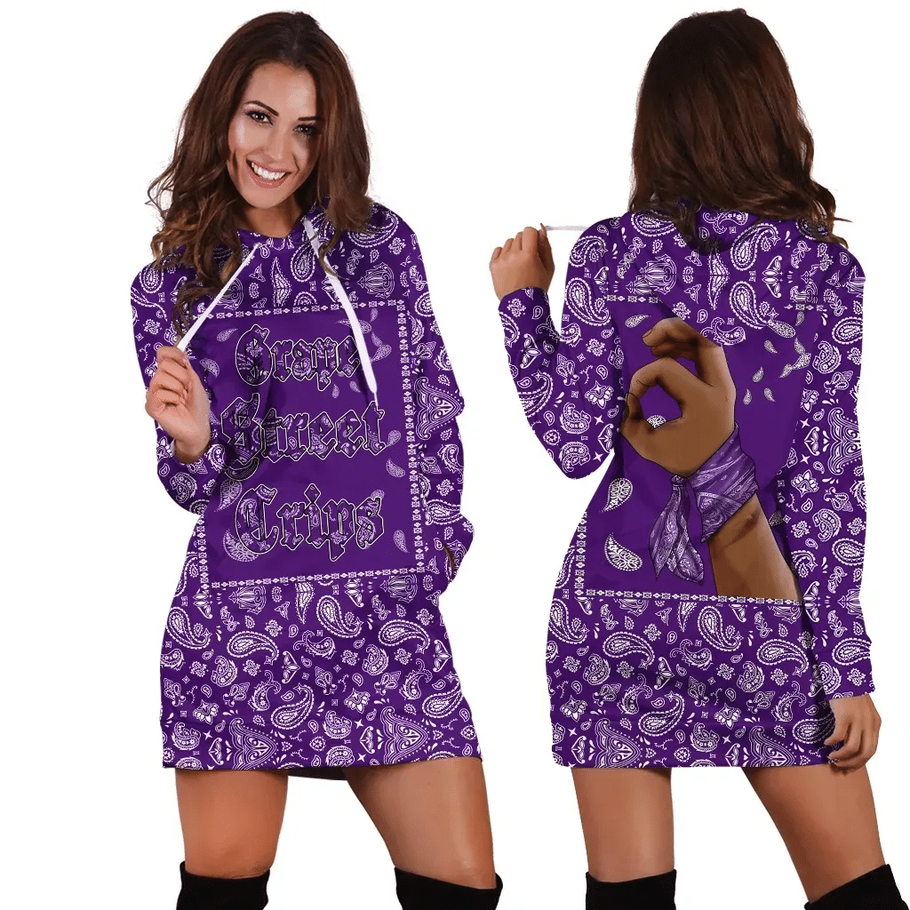 Grape Street Crips Hoodie Dress Purple Bandana