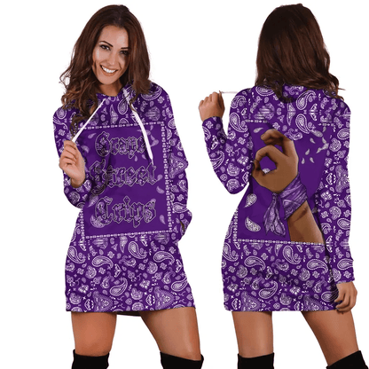 Grape Street Crips Hoodie Dress Purple Bandana