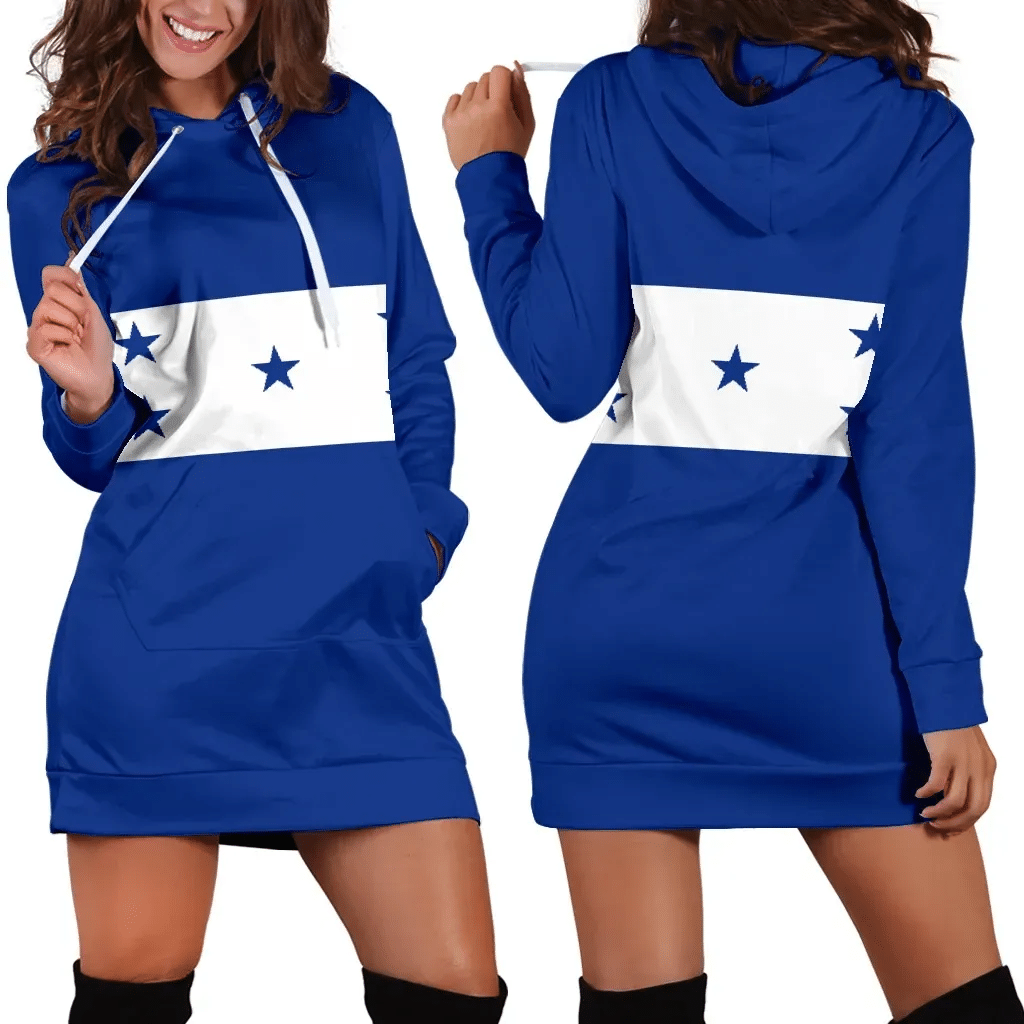 Honduras Flag with Coat of Arms Hoodie Dress K4