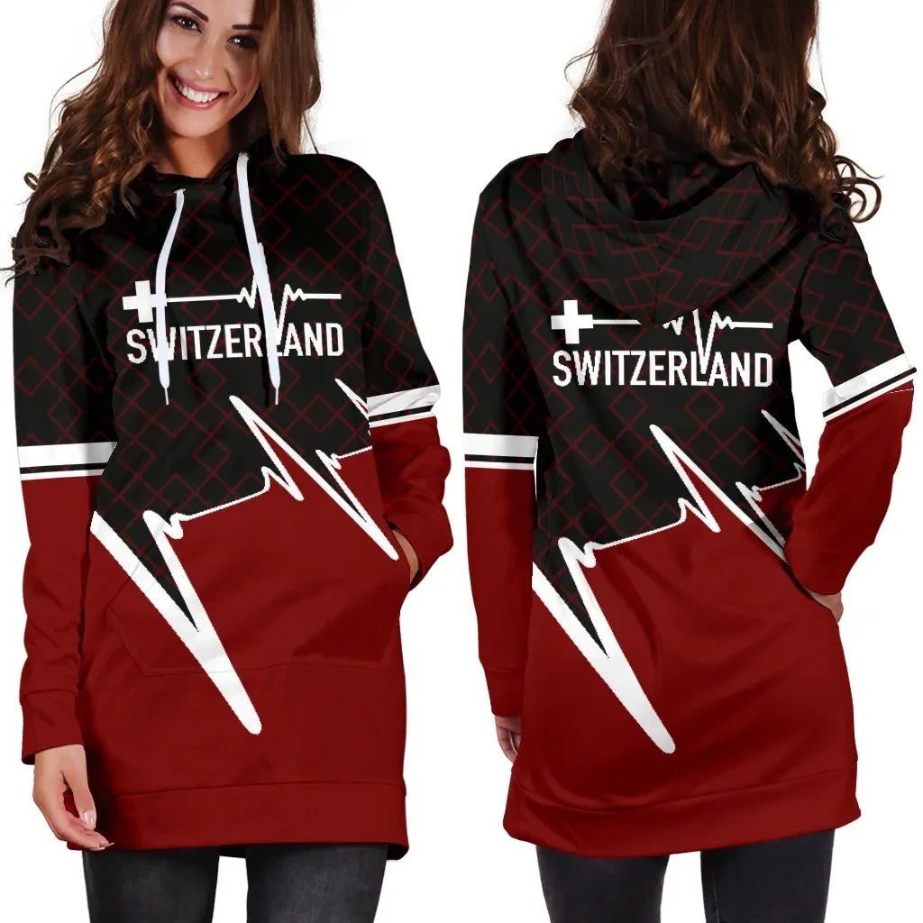 Switzerland Hoodie Dress Switzerland In My Heartbeat J0