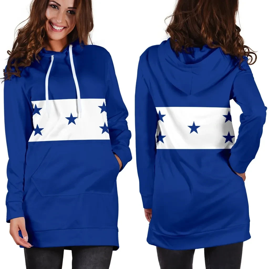 Honduras Flag with Coat of Arms Hoodie Dress K4