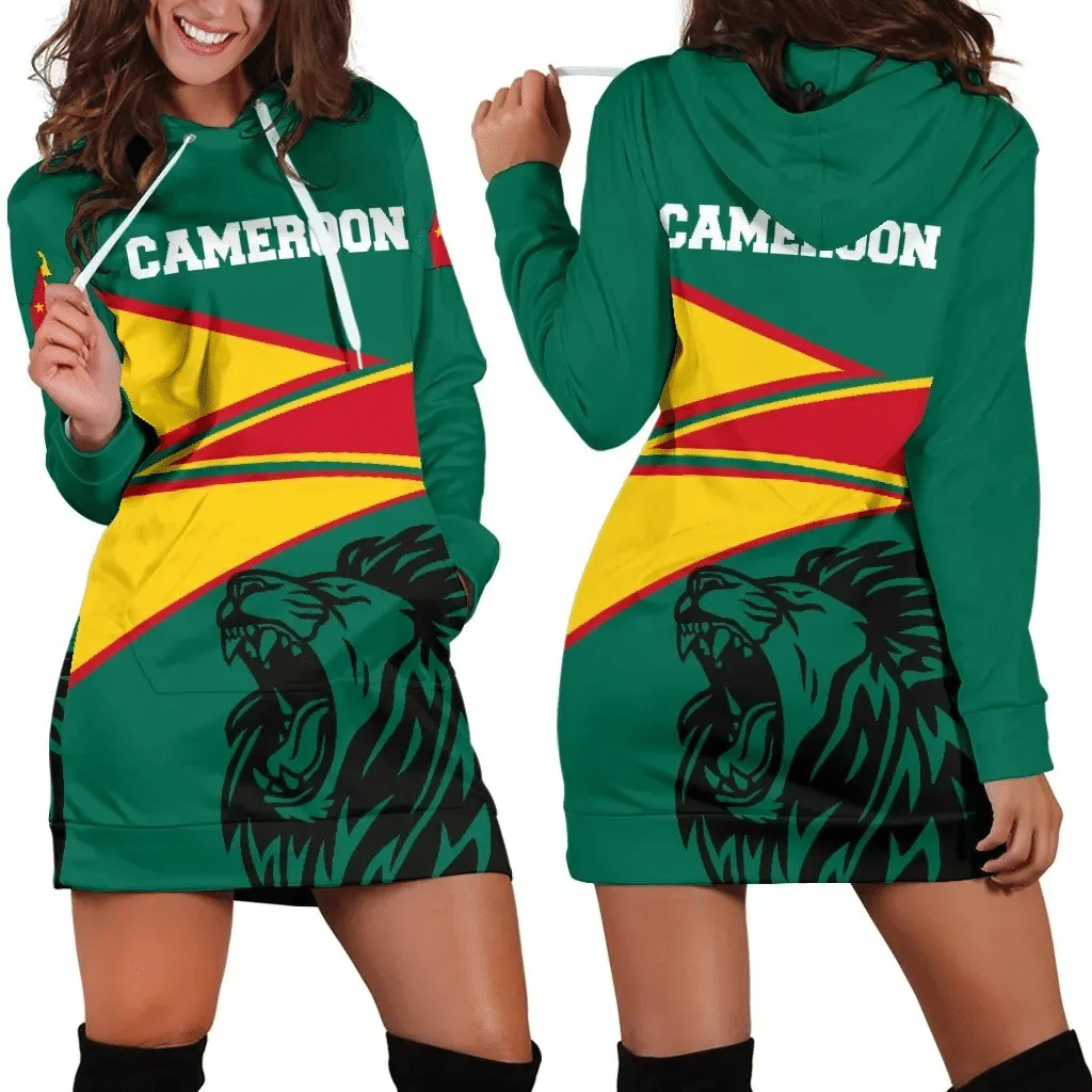 Cameroon Hoodie Dress, Cameroon Strong Flag Women