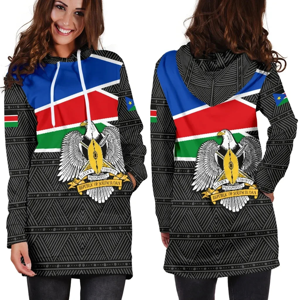 South Sudan Women's Hoodie Dress Flag Coat Of Arms TH4