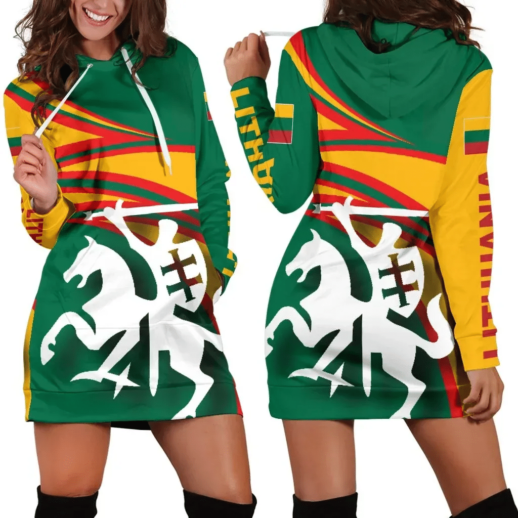 Lithuania Hoodie Dresses N Flag